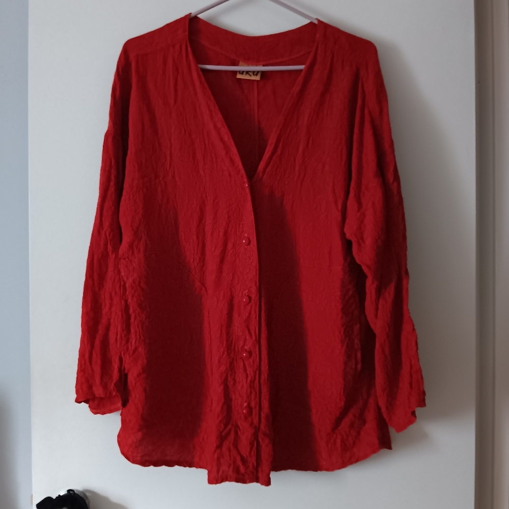 URU Orange Textured Silk Jacket One Size